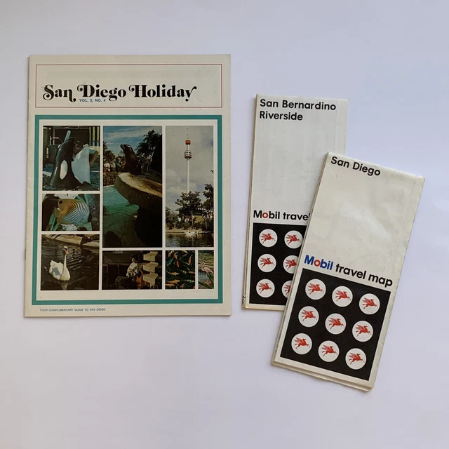 LOT OF 3 Vintage California Maps San Diego San Bernardino Mobil Sea World 1960s $10.00 - PicClick