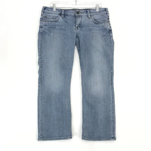 Silver Jeans SANTORINI Cropped Jean Womens Sz 33 Light Blue Wash 26" Inseam