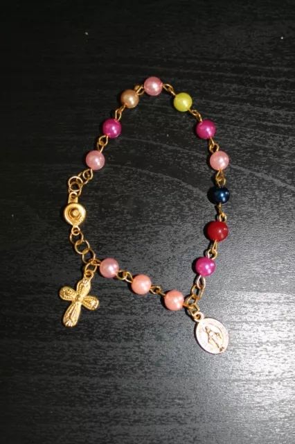 GIFT IDEAS / Rosary Bracelet, Handmade with 6mm Glass, Acrylic & Crackled  Beads £6.00 - PicClick UK