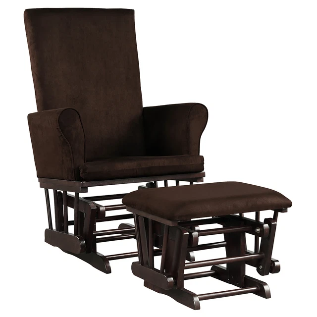 Costway Baby Nursery Relax Rocker Rocking Chair Glider & Ottoman Set w/Cushion