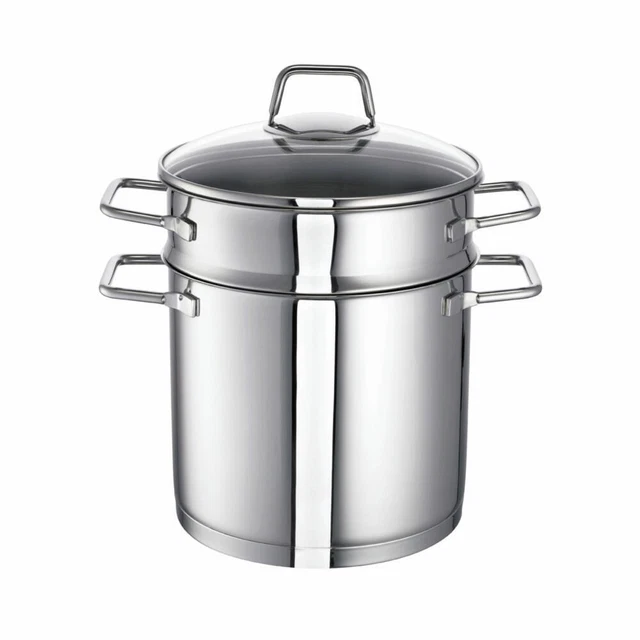 Schulte-Ufer Spagettitopf Wega, Kochtopf mit Siebeinsatz, Edelstahl, 20 cm, 5 L
