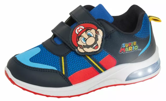BOYS SUPER MARIO Brothers Light Up Trainers Kids Nintendo Flashing