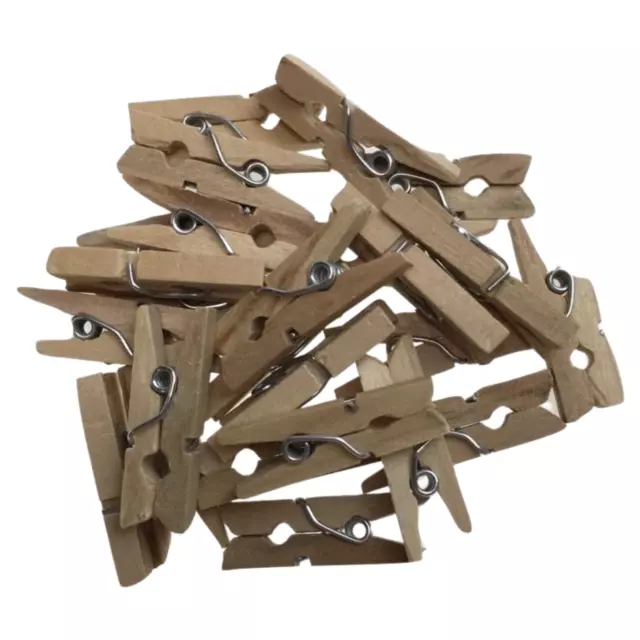 50pcs MINI WOODEN PEGS Natural Craft Baby Shower Clothes Pin Scrapbook BULK 25mm