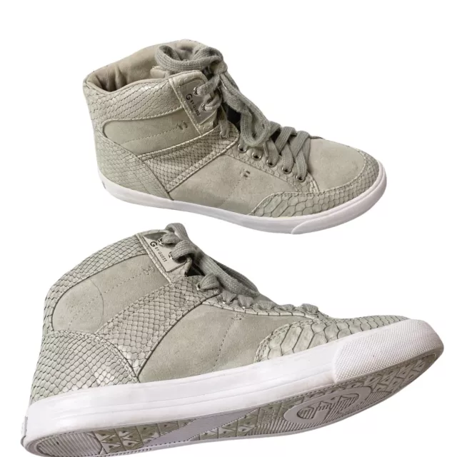 G by Guess Womens Gray High Top Faux Leather Sneakers Shoes Size 8M