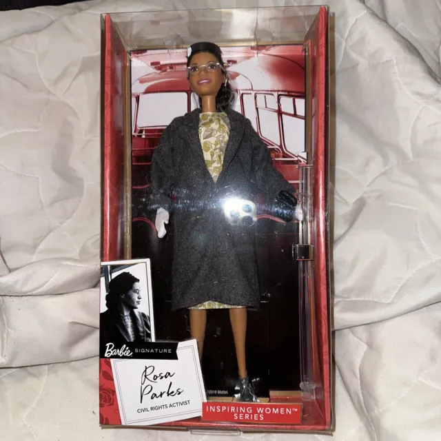 Barbie Inspiring Women ROSA PARKS 11.5in Doll Mattel BRAND NEW Stand Included