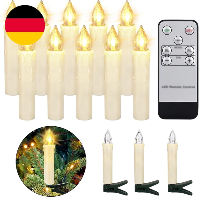ZIYOUDOLI LED Weihnachtskerzen 20er-Set – Batteriebetrieben, Fernbedienung, Timer, Dimmbar, IP64 Wasserdicht