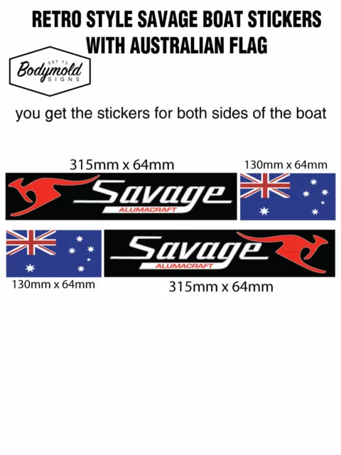 SAVAGE Boat Decals RETRO STYLE with Aussie Flag