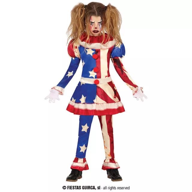 Costume Pagliaccia Assassina Halloween Carnevale Vestito Bimba Clown Pagliaccio