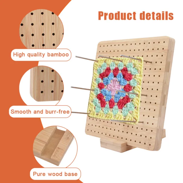 7.7in Crochet Blocking Board Bamboo Wooden Blocking Board Square Blocking  Board for Beginner Knitting Lover Crocheting Projects