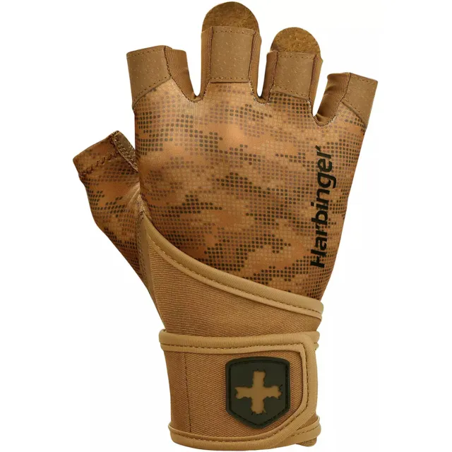 Harbinger Unisex Pro Wrist Wrap Weight Lifting Gloves - Tan Camo