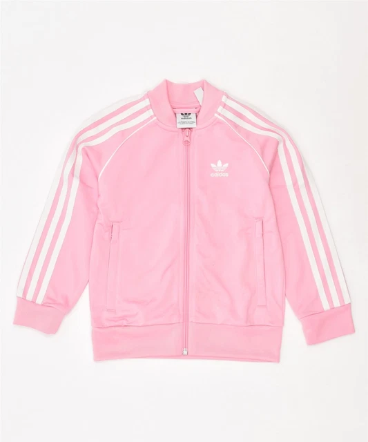 ADIDAS Girls Tracksuit Top Jacket 4-5 Years Pink Polyester JE10