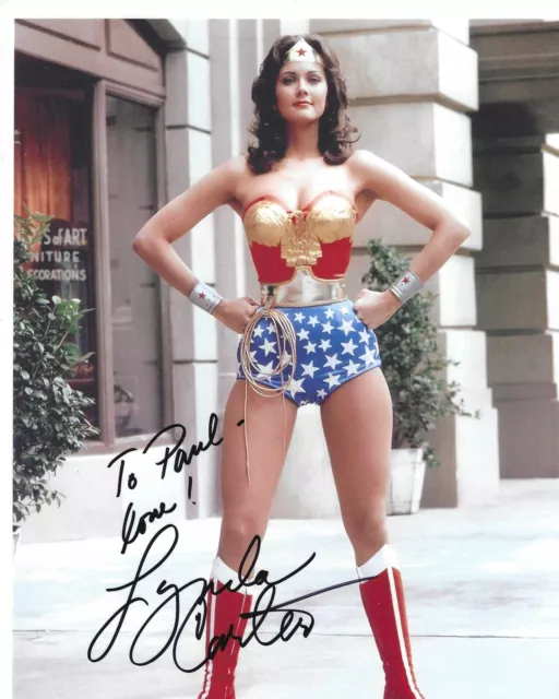 LYNDA CARTER WONDER WOMAN Hand Signed Autographed 8X10 PHOTO To Paul