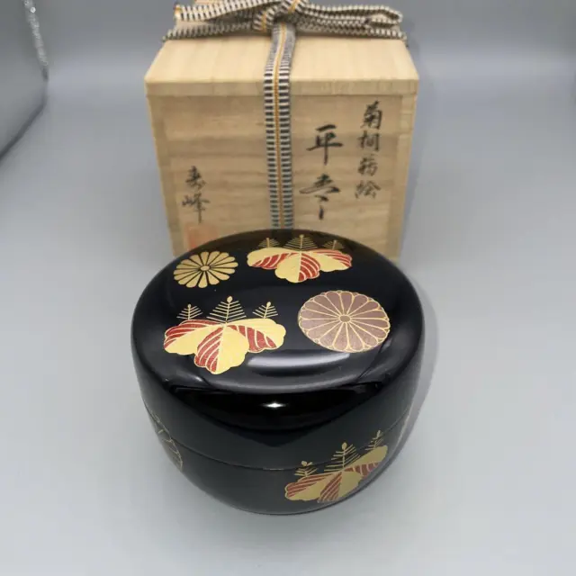 Natsume Tea Caddy Container Canister Makie(Gold Lacquer) U-0255