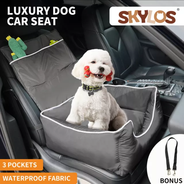 Skylos Dog Car Booster Seat  Pet Backrest Safe Protector Waterproof Travel Bed