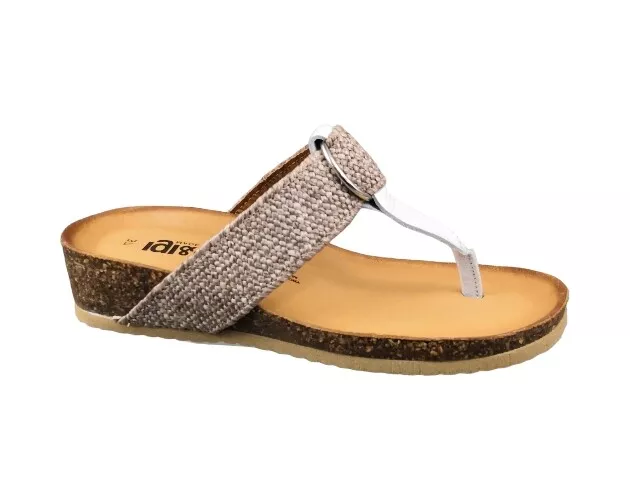 IGI&CO 3696111 Sandale Bio Tongs Compensé Femme Cuir Blanc Corde Memory