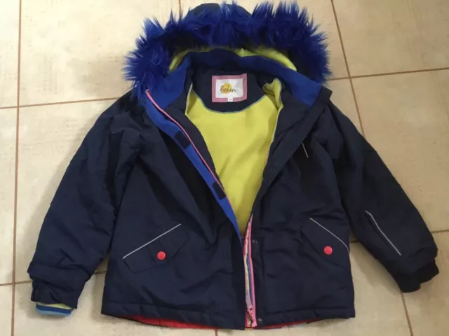 Mini Boden giacca da sci impermeabile cappotto blu per ragazze tutte le stagioni, età 11-12. Arcobaleno