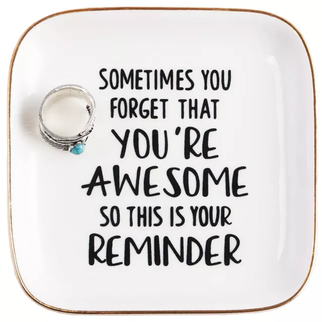 PUDDING CABIN Inspirational Gifts for Women Ring Dish You're Awesome So This ...