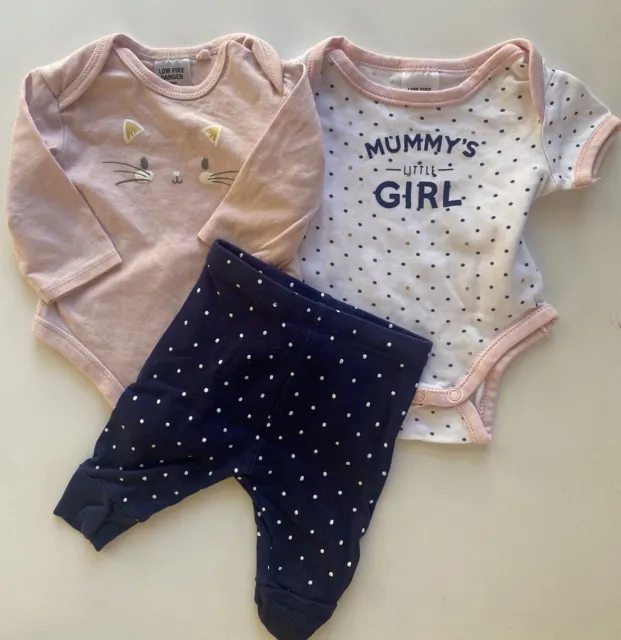 Target baby girl size newborn x2 bodysuit tops leggings bundle spots pink, VGUC