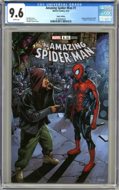 Amazing Spider-Man #1 Cgc 9.6 Eminem Cover Wht Pgs Marvel 2022
