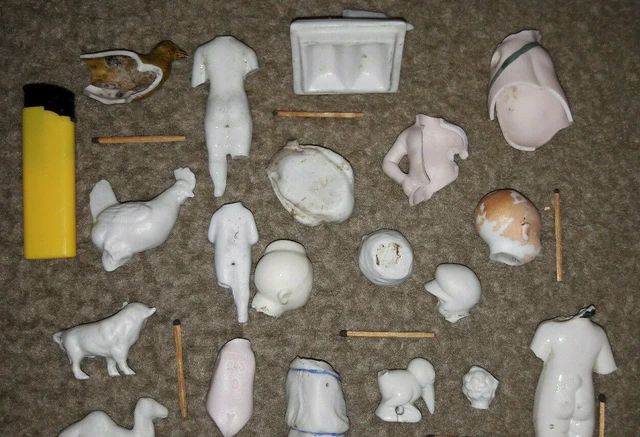 Bodenfund antike Porzellan Figuren Köpfe Torsos Tiere Brüche zum Basteln Deko 6