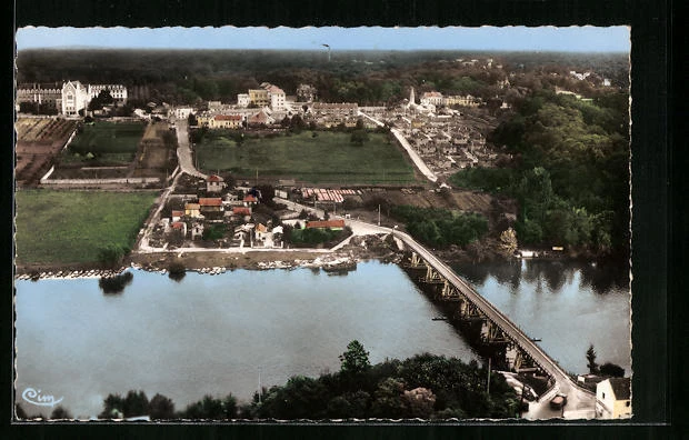 CPA Draveil-Champrosay, aerial view of the Seine and the Pont de Ris