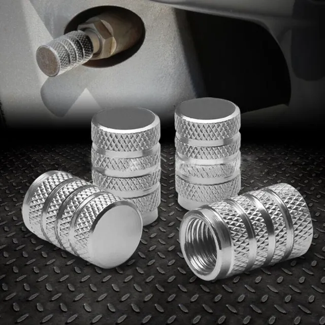 Sleek Aluminum Car Wheel Tire Valve Stems Air Dust Cap Covers Set of 4 3