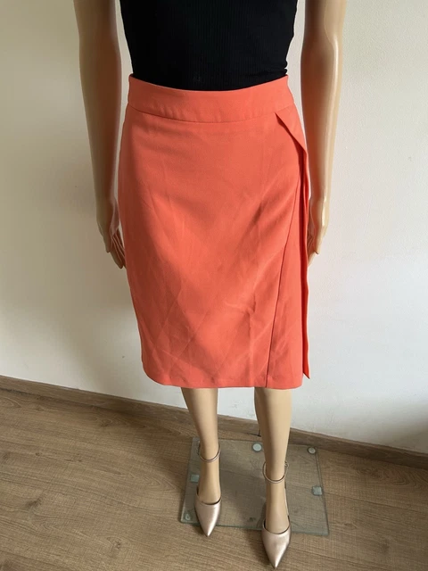 Mini Jupe Crayon Orange Marks & Spencer - Femme, Taille 12, Courte, Boutonnée