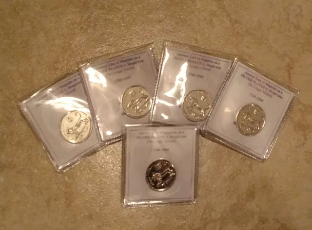 LOT of 5 SILVER Plated Half Sheqel 1/2 Shekel Ancient Lion of Megiddo Coins