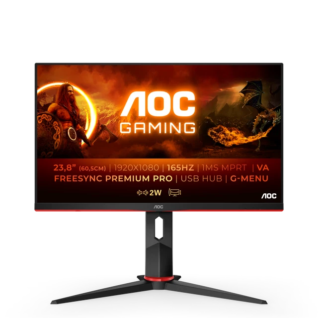 AOC24G2SU/BK 60,5cm (23,8") FHD VA Gaming Monitor HDMI/DP/VGA 165Hz 1m Pivot HV