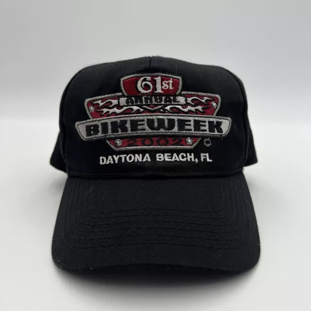 Vintage Y2K 2002 Mens Beach Club Daytona Bike Week Black Snapback Tribal Hat Cap