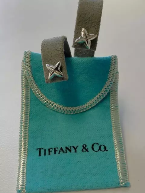 Designer Signed…Tiffany & Co. Pair Sterling Silver/14k WG “Star” Ear Studs