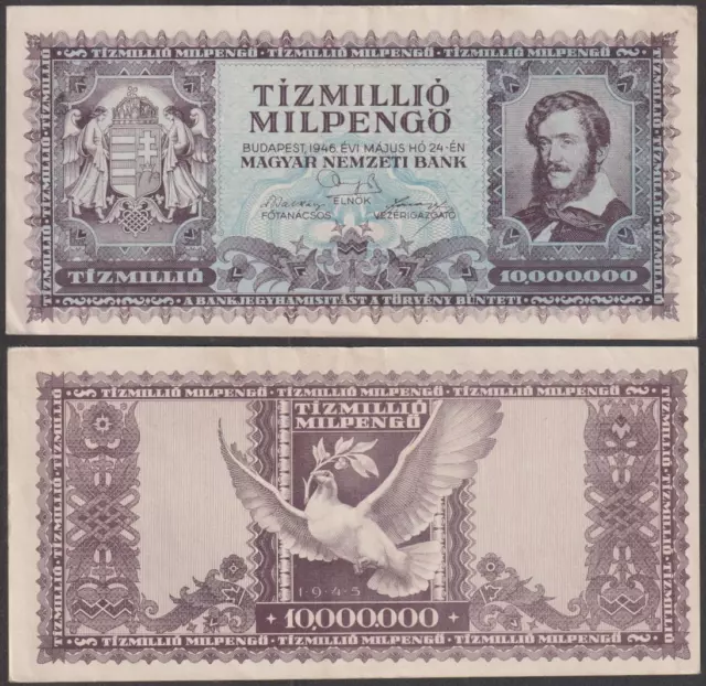 Hungary, 10 Million Milpengo, 1946, VF+++, P-129