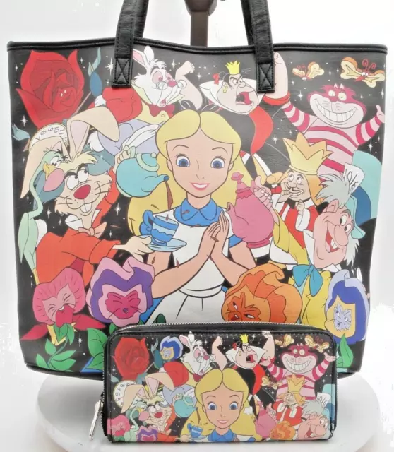 Loungefly Disney ALICE IN WONDERLAND Tote Bag & Wallet Cheshire Cat NWT