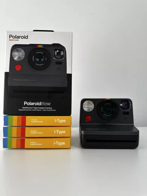 Polaroid Now I-Type Instant Camera - Black Autofocus + 3 Film Packs