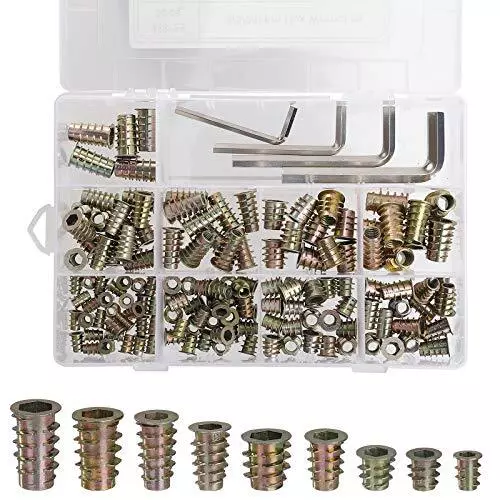 Dadi Esagonali in Lega di Zinco Vite Inserti Filettati Kit M4 M5 M6 M8 (i9c)