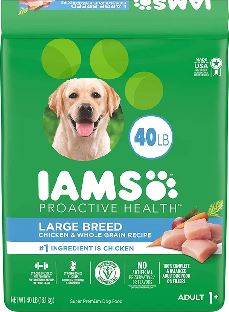 IAMS Adult High Protein Large Breed Dry Dog with Real Chicken, 40 Lb. Bag