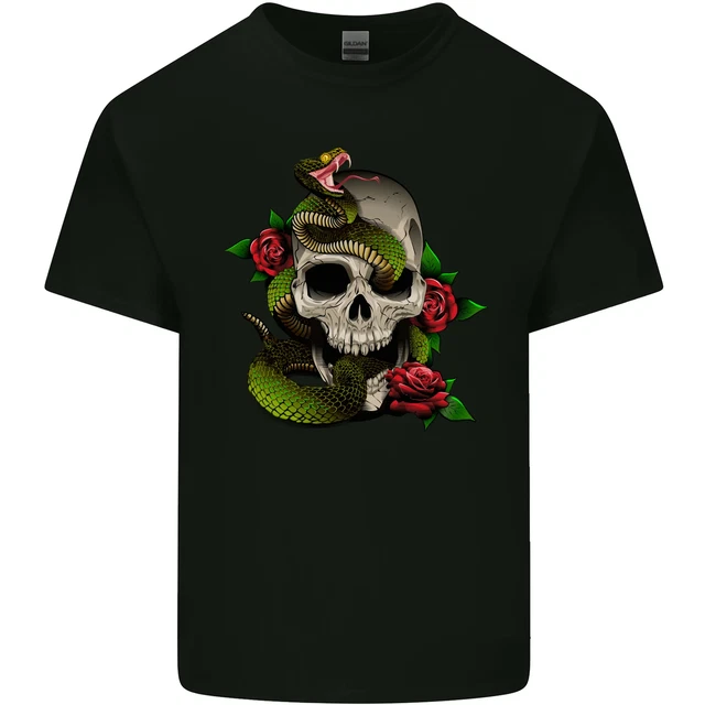T-Shirt Homme Gildan Col V – Motif Crâne Jour Des Morts – 100% Coton – Neuf Avec Étiquettes