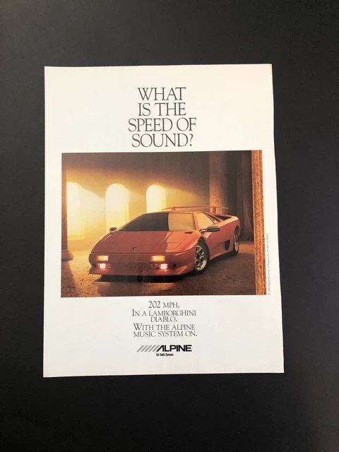 Lamborghini Diablo Alpine Vintage Original Print Ad Advertisement Printed A20