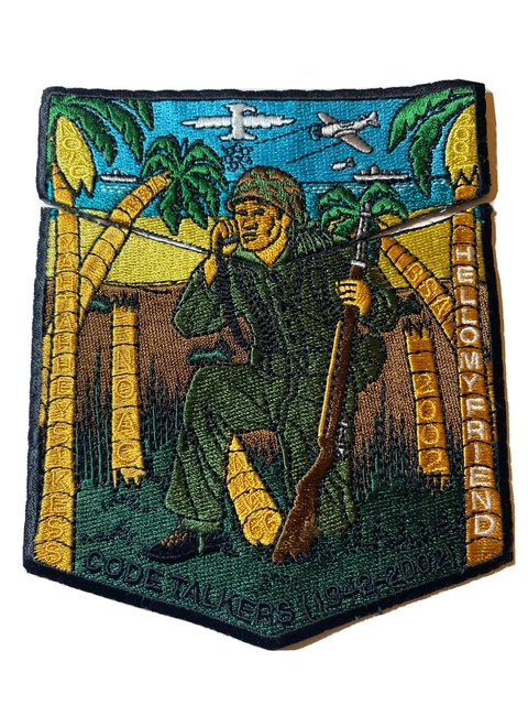 Boy Scout OA Flap Set Yah-Tah-Hey-Si-Kess Lodge 66 2002 NOAC Code Talkers Black