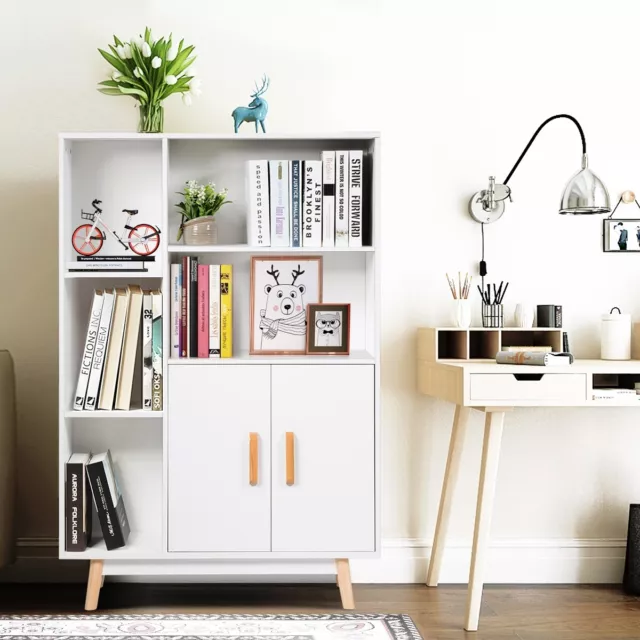 Bibliothèque Armoire de rangement 80 x 24 x 119 CM Scandinave avec Cube de Rang