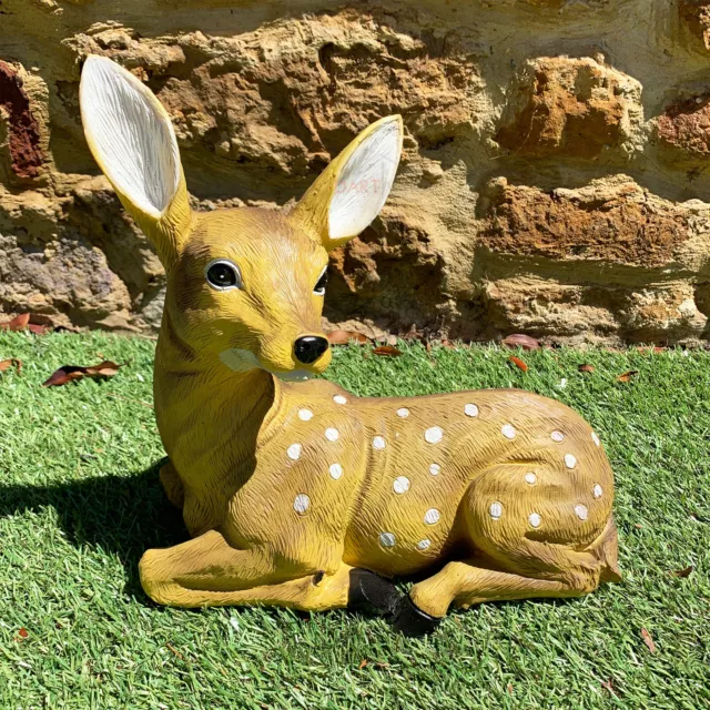 Resin Sitting Spotted Deer Animal Garden Lawn Statue Sculpture Ornament Large