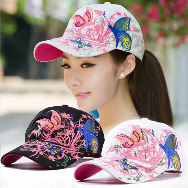 BASEBALL CAP FOR Women With Butterflies And Flowers Embroidery Adjustable  $10.79 - PicClick