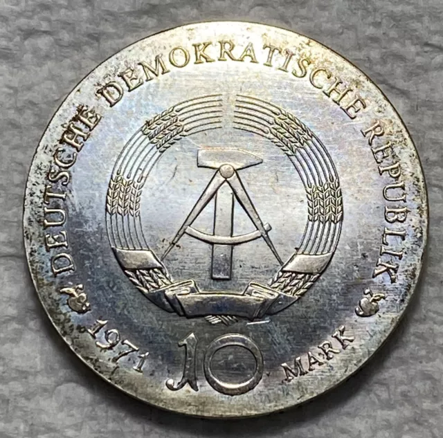 1971-A Democratic Republic of Germany Silver 10 Mark Item # 4434