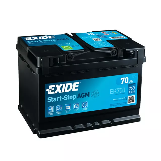 Batterie Exide AGM Start And Stop EK700 12V 70ah 760A