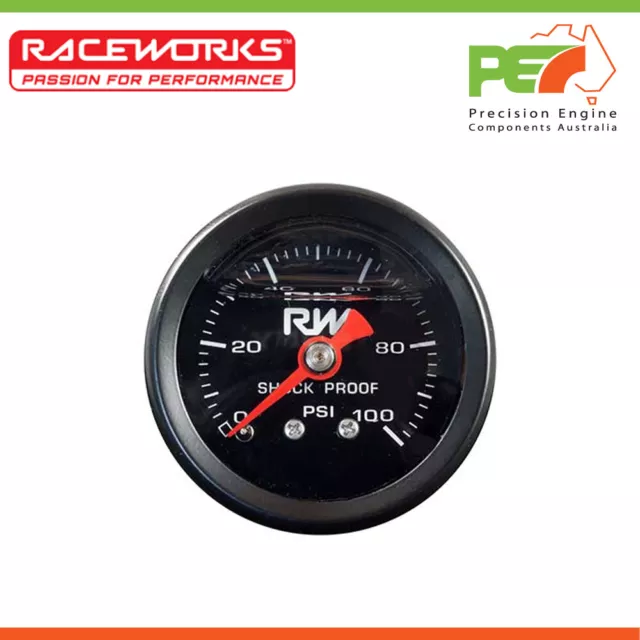 Brand New * RACEWORKS * Fuel Pressure Gauge 0-100Psi Liquid Filled