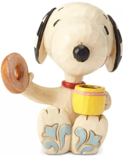 Jim Shore Peanuts Snoopy Coffee & Donut Mini Resin Dog Figurine Beagle 01297 TC