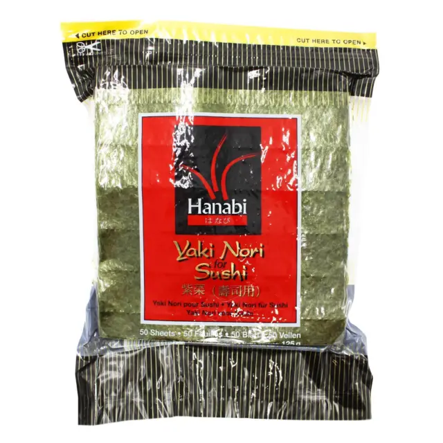 Hanabi 50 Yakinori Sushiblätter 125g Sushi Nori Blätter Algenblätter