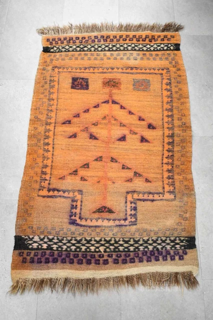 Tappeto Persiano Piccolo 71x120 Cm Arancione Decori Viola