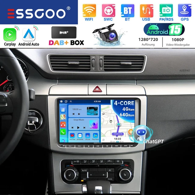 Autoradio Android 15 GPS 10.1" Pour VW Touran 2003-2010 - Compatible CarPlay - Neuf