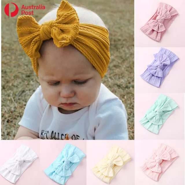 Baby Bow Hair Band Solid Headband Headwears Kids Newborn Girls Gift Makeup Party